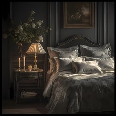 Luxurious King-Size Bed in Opulent Room Setting for High-End Marketing