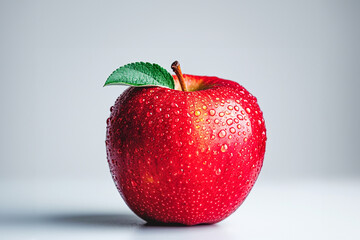 Juicy Red Apple with Water Droplets