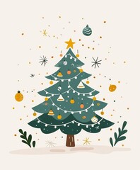 Christmas tree art illustration