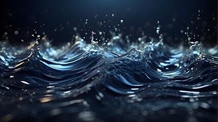 The beautiful technology backgrounds with waves like water in dark blue colors 