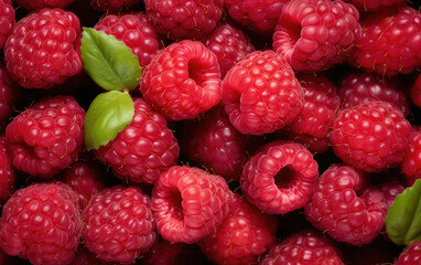 Fresh red sweet ripe raspberries