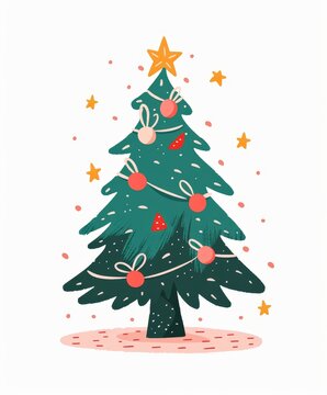 Christmas tree art illustration