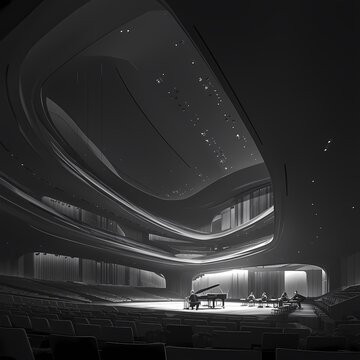 A Symphony Hall in Monochrome: A Timeless Tale of Elegance and Empty Seats