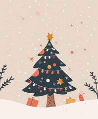 Christmas tree art illustration