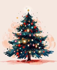 Christmas tree art illustration