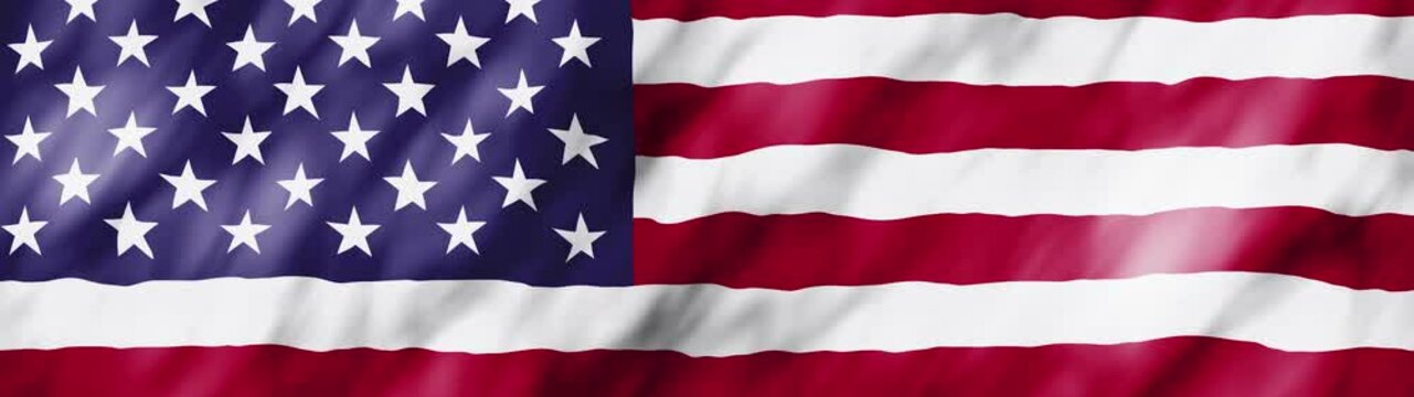 Widescreen looped waving USA flag