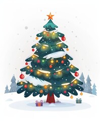 Christmas tree art illustration