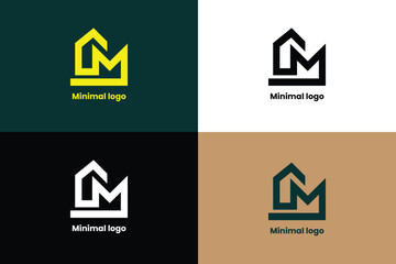 creative and unique letter cm logo, abstract cm logo, real  estate logo, modern, timeless logo