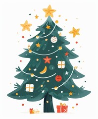 Obraz premium Christmas tree art illustration