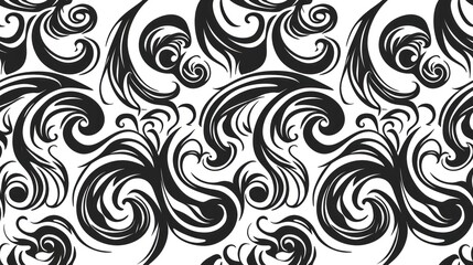 Seamless black and white line pattern with hand drawn doodle background