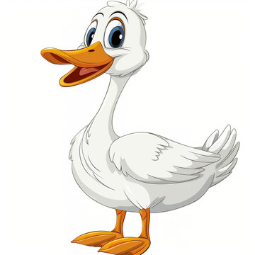 recommend clip art: happy cute white duck cartoon character isolated on white background