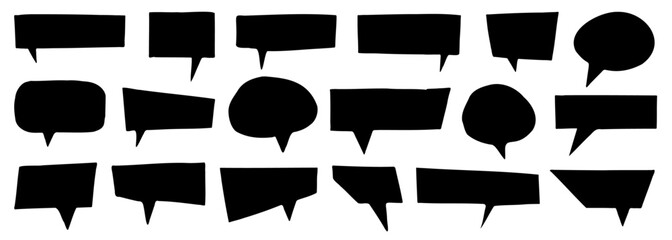 Collection set of blank speech bubbles with rough edges and copy space for text, chat talk communication symbols, round and rectangular vector shapes, poster design elements