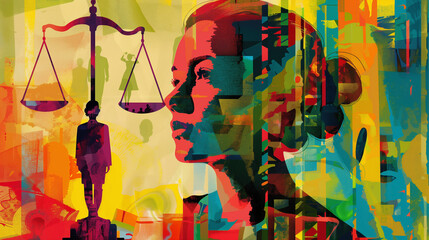 abstract woman rights concept with scale of justice , gender equality for woman - Powered by Adobe