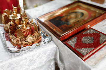 Gold crowns for wedding and icon