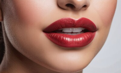 Fototapeta premium Close up photo of woman's lips with natural make up