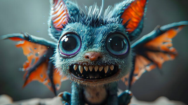 3d rendering cute monster Vampire cartoon