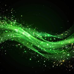 Abstract green glittery wave background
