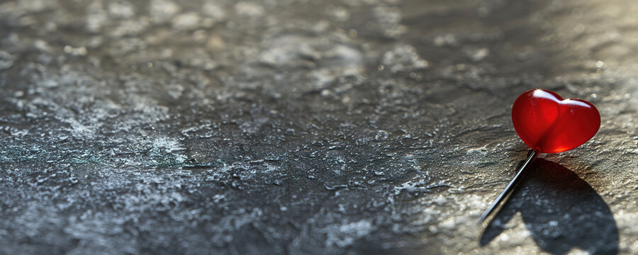 A red heart-shaped object on a textured surface symbolizing blood donation.