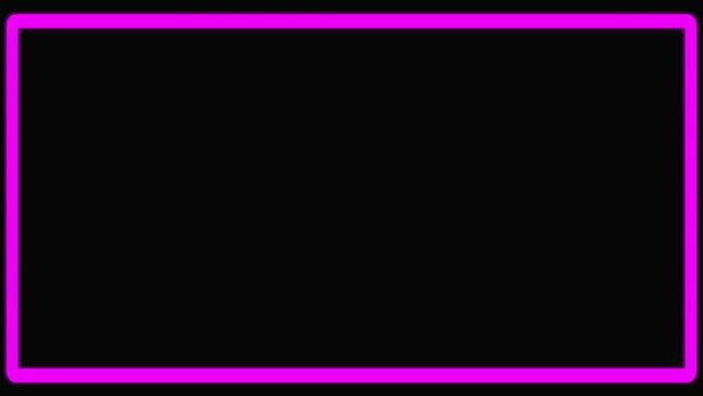 Animated cartoon rectangle border in magenta on black. Abstract background, overlay or design element.