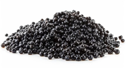 Heap of blackberries on white surface