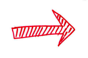 Arrow drawn with red marker on transparent background