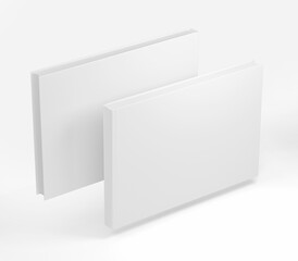 White Landscape Book Mockup, 3D rendered light rectangular book, notebook isolated on a light background