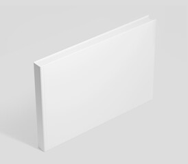 White Landscape Book Mockup, 3D rendered light rectangular book, notebook isolated on a light background