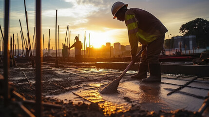 construction worker working on commercial concreting floors