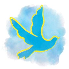watercolor dove with blue and white colors - 790066526