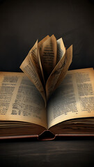 Fototapeta premium unfolded book dark smudged paper, junk journal neutral 