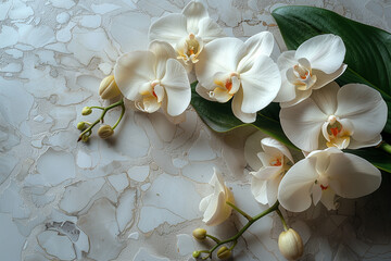 A collection of white flowers orchid neatly arranged on top of a table