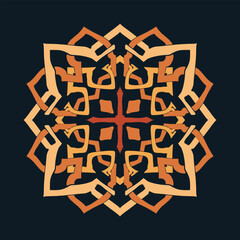 Flower seamless pattern orange tone and dark blue background set 6 number 8