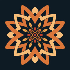 Flower seamless pattern orange tone and dark blue background set 6 number 9