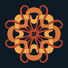 Flower seamless pattern orange tone and dark blue background set 6 number 10