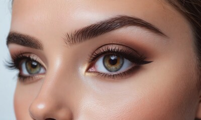 Close up photo of woman's eyes with natural make up
