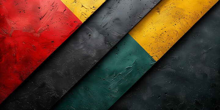 Detailed view showcasing black, yellow, and red colors in a vibrant background juneteenth