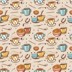 coffee pattern, illustration and vector style