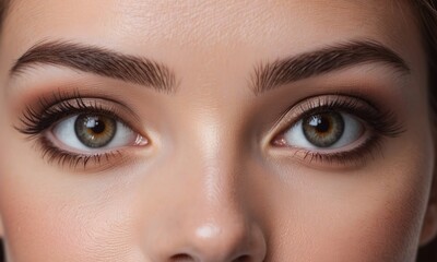 Naklejka premium Close up photo of woman's eyes with natural make up