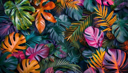 vibrant beauty of a tropical foliage backdrop, with leaves various shades