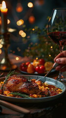 Festive dinner table