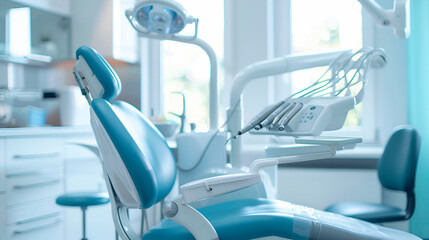 Patient in dental chair with copy space