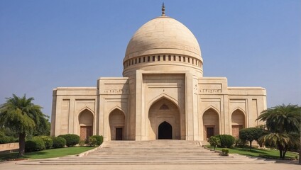 Fototapeta na wymiar Jinnah Mausoleum in Karachi, Pakistan. This photo is taken in Karachi City, Pakistan. 