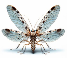 Image of isolated mayfly against pure white background, ideal for presentations
