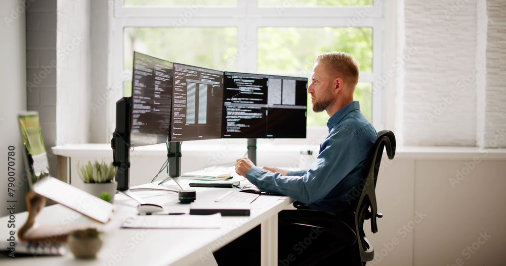 Poster Web Developer Coding On Computer