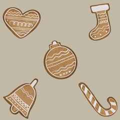 Christmas gingerbread cookies set