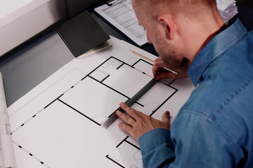 Architect Engineer Drawing Architectural Construction Plan