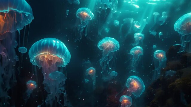 Aqua Dreams: Enigmatic Jelly Ballet. Generative ai