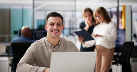 Man Teamworking In Happy Diverse Group