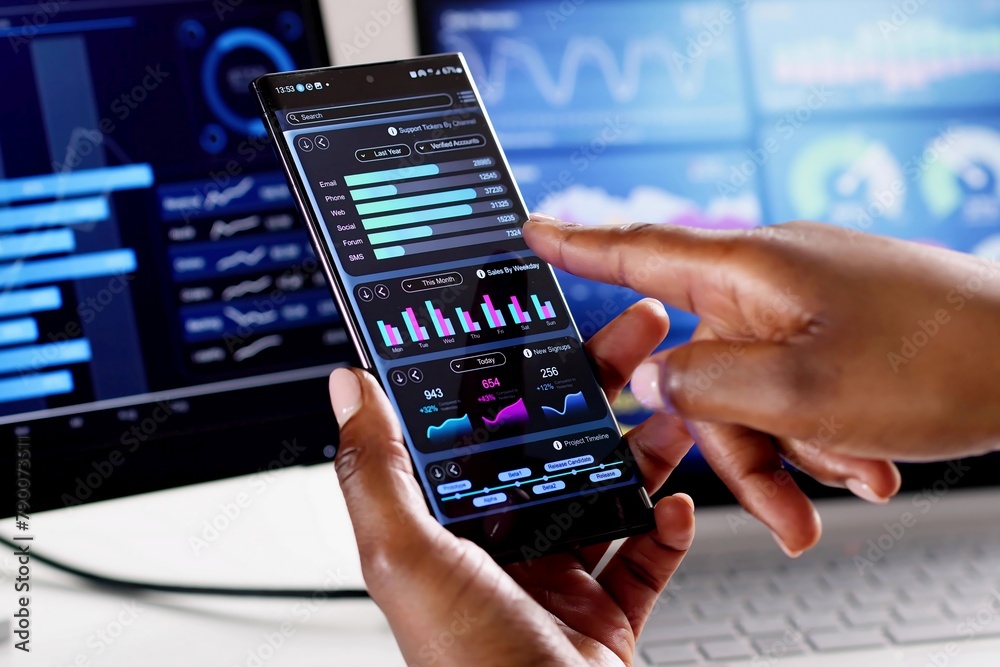 Aufkleber mobile dashboard analytics displaying kpi finance