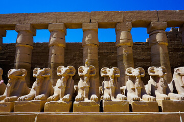 statues at temple city of the Karnak temple